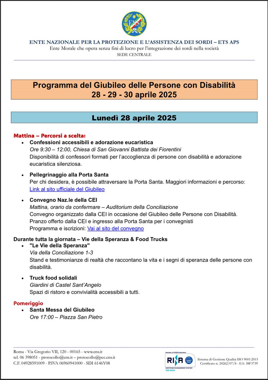 programma giubileo 1