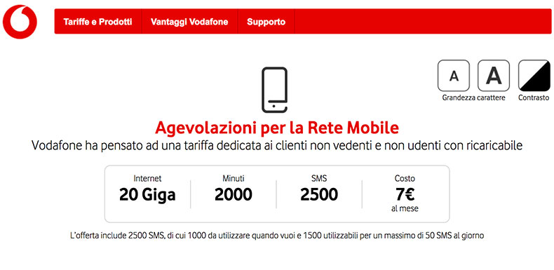 tariffa vodafone non udenti